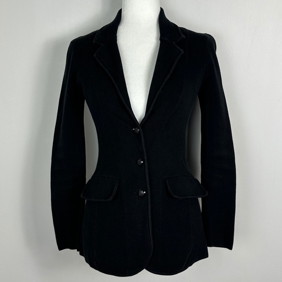 Ralph Lauren Black Knit SweaterBlazer Womens Size XS Double Button Professional - Picture 3 of 16